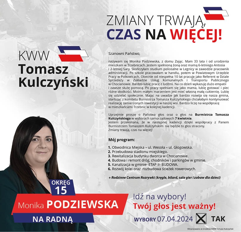 Sylwetki kandydatów do Rady Miejskiej, odc. 15: Monika Podziewska 